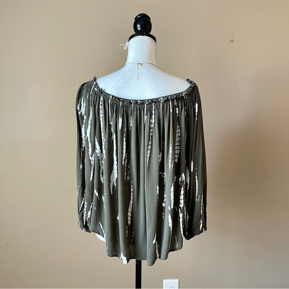 KNOX ROSE | Olive Green Off-Shoulder Boho Top Sz M - Picture 5 of 8